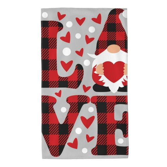 Kll Buffalo Plaid Love And Gnome Ultra Absorbent & Soft Hand Towels For Bath, Hand, Face, Gym And Spa-27.5x16in