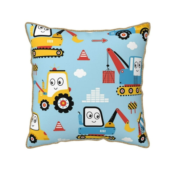 Kll Building Truck Decorative Throw Pillow Covers Velvet Soft For Couch Sofa Bedroom Living Room Outdoor -20"X20"
