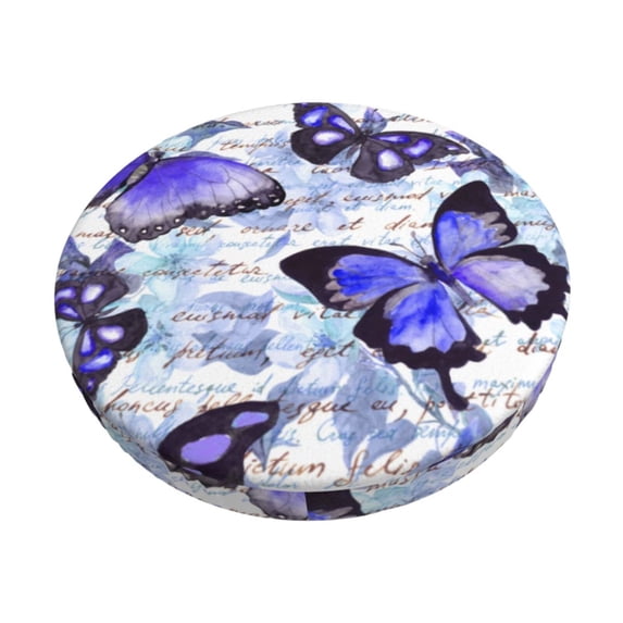 Kll Butterflies Round Bar Chair Cushion Cover 12 Inch,Bar Stool Protector With Elastic, Soft Washable