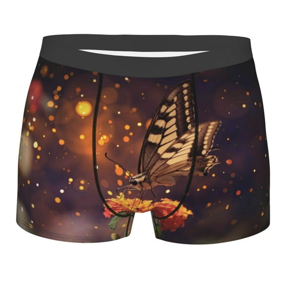 Kll Butterfly Sitting On A Flower Men'S Cotton Boxer Briefs Underwear-X-Large