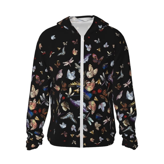 Kll Butterfly1 Print Men'S Women’s Upf 50 Sun Protection Outdoor Hoodie Jacket Long Sleeve Fishing Hiking Performance Shirt- Small