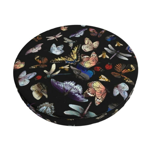 Kll Butterfly1 Round Bar Chair Cushion Cover 12 Inch,Bar Stool Protector With Elastic, Soft Washable