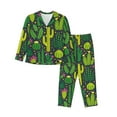 thumbnail image 1 of Kll Cactus 1 Print Women'S Long Sleeve Pajamas With Pants Sleepwear Loungewear 2 Set-Large, 1 of 9