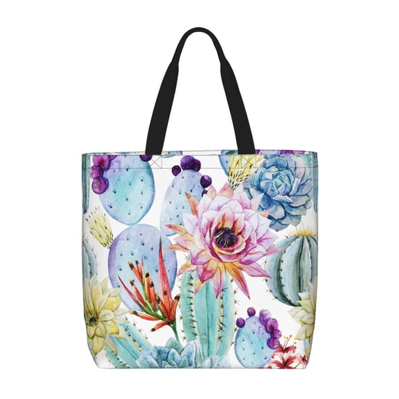 Kll Cactus Pattern Aesthetic Tote Bag For Women Beach Bag Shopping Bags Shoulder Bag Reusable Grocery Bags
