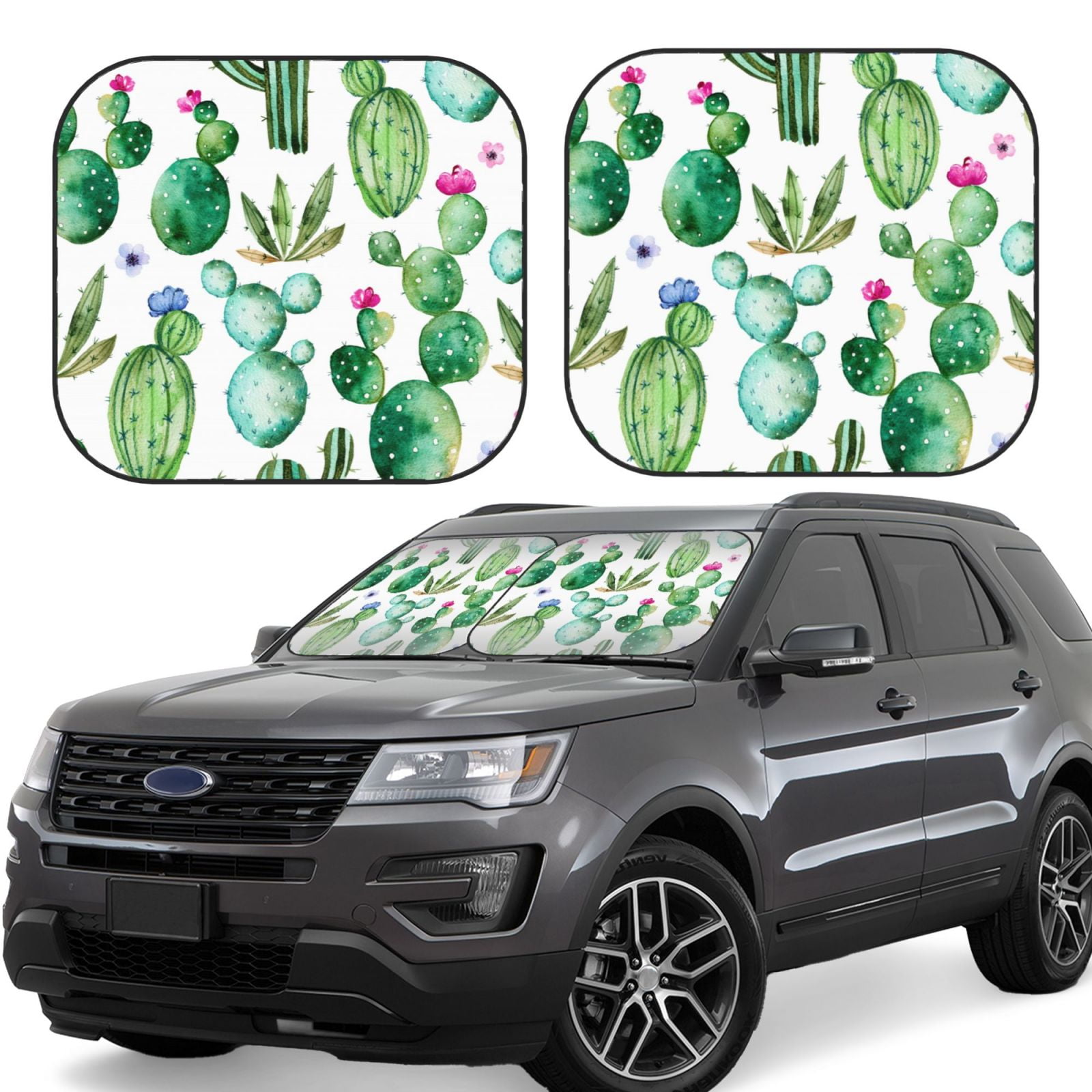 Kll Cactus Plants1 Windshield Sun Shade 2Piece Foldable Car Front Window Sunshade For Most