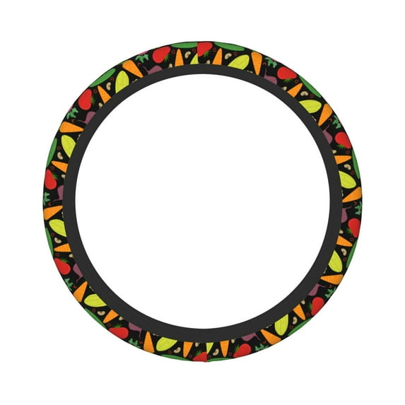 Kll Car Steering Wheel Cover, Universal 15 Inch, Soft Elastic And Comfortable,Car Accessories Decorations-Cartoon Vegetables