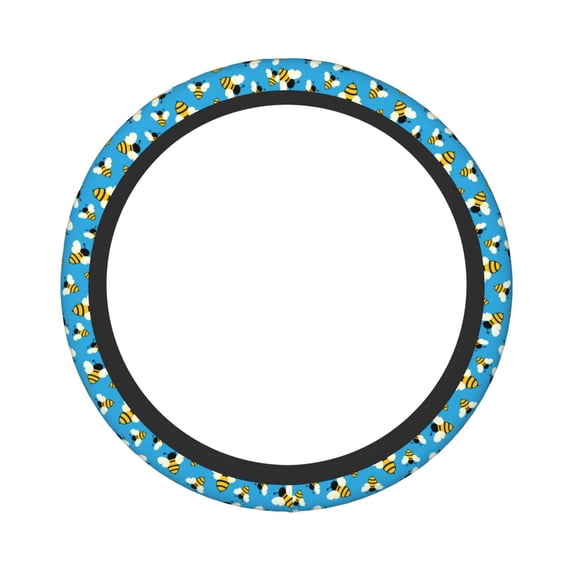Kll Car Steering Wheel Cover, Universal 15 Inch, Soft Elastic And Comfortable,Car Accessories Decorations-Flying Bees