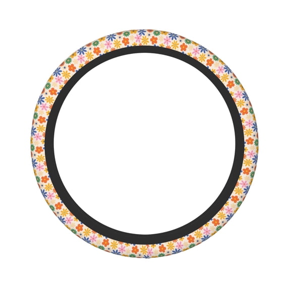 Kll Car Steering Wheel Cover, Universal 15 Inch, Soft Elastic And Comfortable,Car Accessories Decorations-Groovy Daisy Flowers