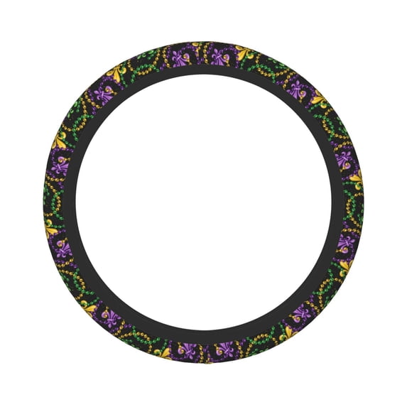 Kll Car Steering Wheel Cover, Universal 15 Inch, Soft Elastic And Comfortable,Car Accessories Decorations-Mardi Gras6