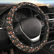 Kll Car Steering Wheel Cover, Universal 15 Inch, Soft Elastic And Comfortable,Car Accessories Decorations-Mushroom With Snails