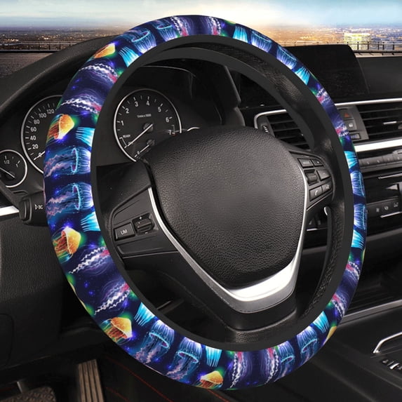 Kll Car Steering Wheel Cover, Universal 15 Inch, Soft Elastic And Comfortable,Car Accessories Decorations-Transparent Jellyfishes