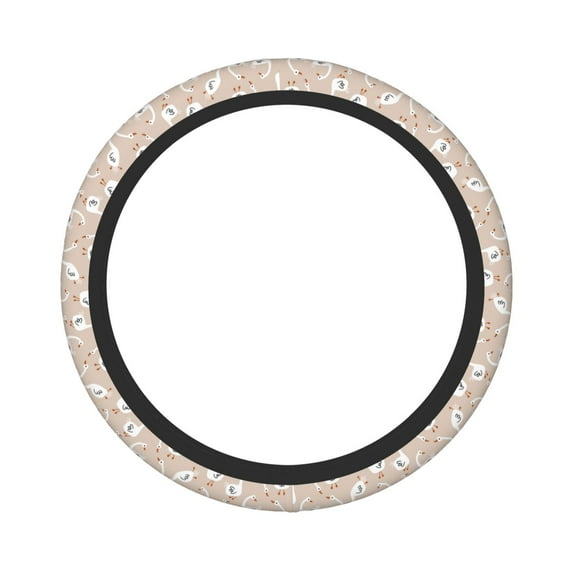 Kll Car Steering Wheel Cover, Universal 15 Inch, Soft Elastic And Comfortable,Car Accessories Decorations-White Goose
