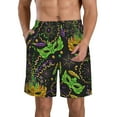 thumbnail image 1 of Kll Carnival Mardi Gras3 Men'S Casual Summer Beach Shorts Hawaiian Shorts With Pockets-Xx-Large, 1 of 9