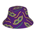 thumbnail image 1 of Kll Carnival Masks And Beads Bucket Hat For Women Men Packable Travel Beach Sun Hat Outdoor Rave Accessories Reflective Fisherman Cap, 1 of 9