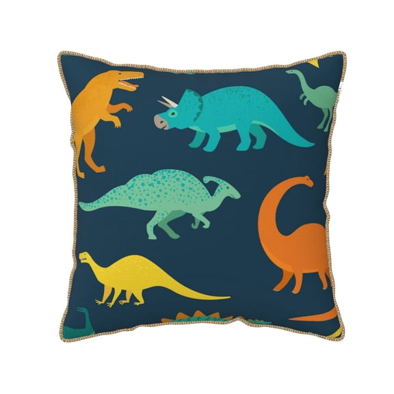 Kll Cartoon Dinosaur Decorative Throw Pillow Covers Velvet Soft For Couch Sofa Bedroom Living Room Outdoor -16"X16"