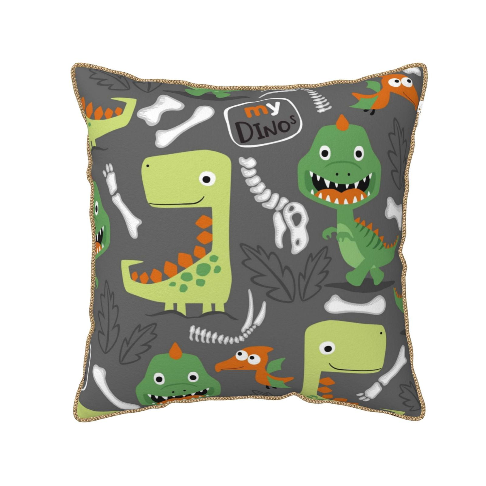 Kll Cartoon Dinosaurs Decorative Throw Pillow Covers Velvet Soft For