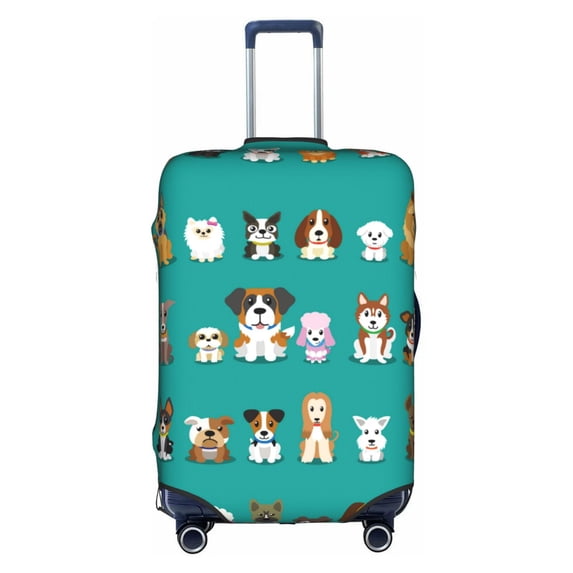 Kll Cartoon Dogs Luggage Cover Suitcase Cover Suitcase Protector (Luggage not included)-Medium