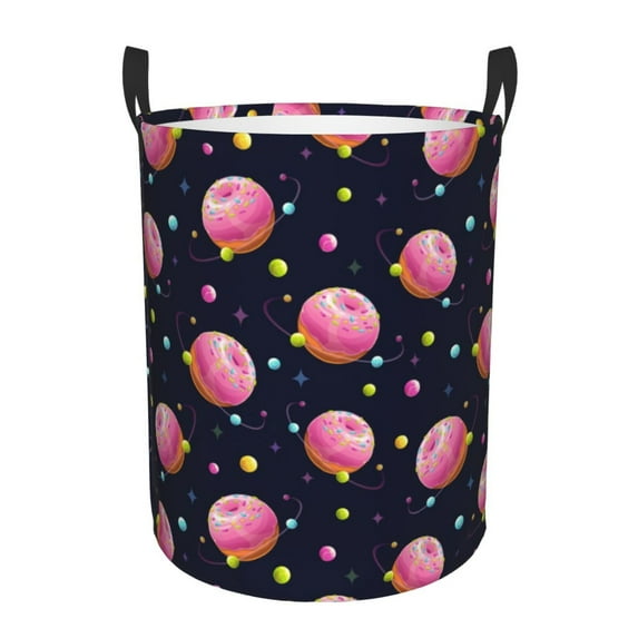 Kll Cartoon Donut Planets Waterproof Foldable Laundry Hamper Bucket With Handles For Storage Bin,Kids Room,Home Organizer (Small)