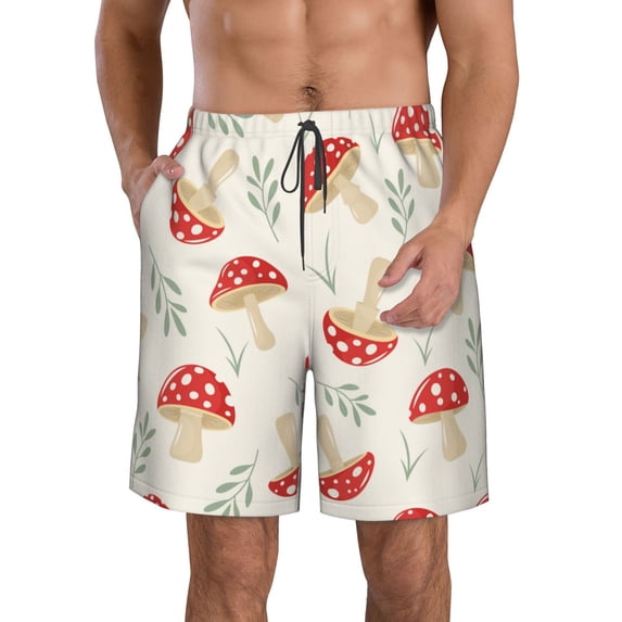 Kll Cartoon Flat Mushrooms Men'S Casual Summer Beach Shorts Hawaiian Shorts With Pockets-Xx-Large