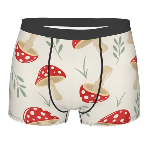 Kll Cartoon Flat Mushrooms Men'S Cotton Boxer Briefs Underwear-Xx-Large