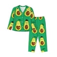 thumbnail image 1 of Kll Cartoon Fruit Print Women'S Long Sleeve Pajamas With Pants Sleepwear Loungewear 2 Set-Small, 1 of 9