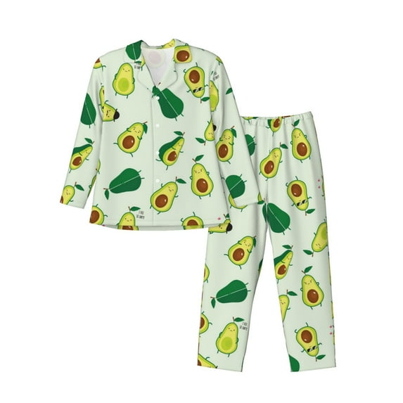 Kll Cartoon Fruit Sleepwear Mens Flannel Pajamas,Long Cotton Pj Set