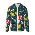 thumbnail image 1 of Kll Cartoon Leaf Mushroom Red Print Men'S Women’s Upf 50+ Sun Protection Outdoor Hoodie Jacket Long Sleeve Fishing Hiking Performance Shirt- Large, 1 of 8