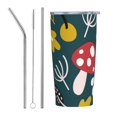 thumbnail image 1 of Kll Cartoon Leaf Mushroom Red Stainless Stainless Steel Vacuum Insulated Coffee Cup 20 Oz Lids And Straws,1 Metal Straws,1 Cleaning Brush, 1 of 9