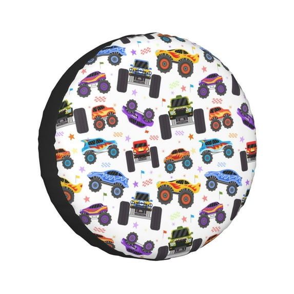 Kll Cartoon Monster Trucks1 Tire Cover,Universal Wheel Tire Cover For Trailer, Rv, Suv, Truck,Camper And Many Vehicle,()