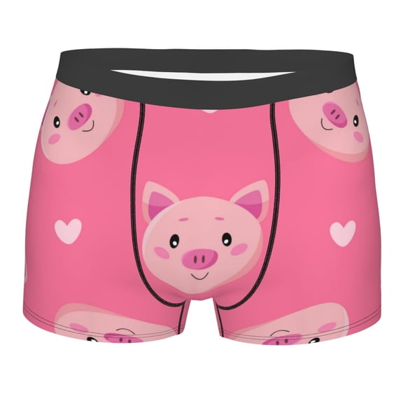 Kll Cartoon Pigs And Hearts Men'S Cotton Boxer Briefs Underwear-Large