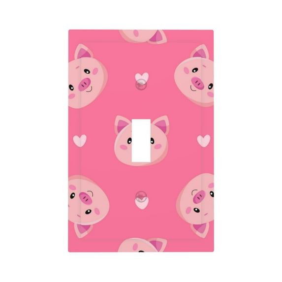Kll Cartoon Pigs And Hearts Wall Plate,Gloss Finish,Standard Size 1 - 5" X 3", Polycarbonate Thermoplastic,Electric Receptacle Plug Covers