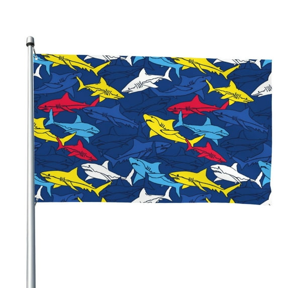 Kll Cartoon Shark Flag 4x6 Ft Parade Party Flag Outdoor Flag Decorative Flag Banner Flags Garden Flag Home House Flags