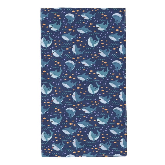 Kll Cartoon Sharks2 Ultra Absorbent & Soft Hand Towels For Bath, Hand, Face, Gym And Spa-27.5x16in
