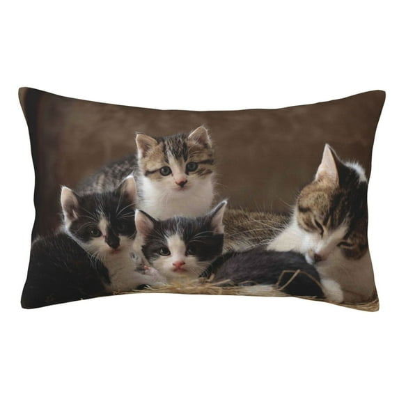 Kll Cat Family Pillow Covers Envelope Closure,Super Soft And Cozy Fuzzy Fleece Pillow Case Cover 20"X30"