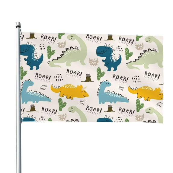 Kll Childish Dinosaur Flag 4x6 Ft Parade Party Flag Outdoor Flag Decorative Flag Banner Flags Garden Flag Home House Flags