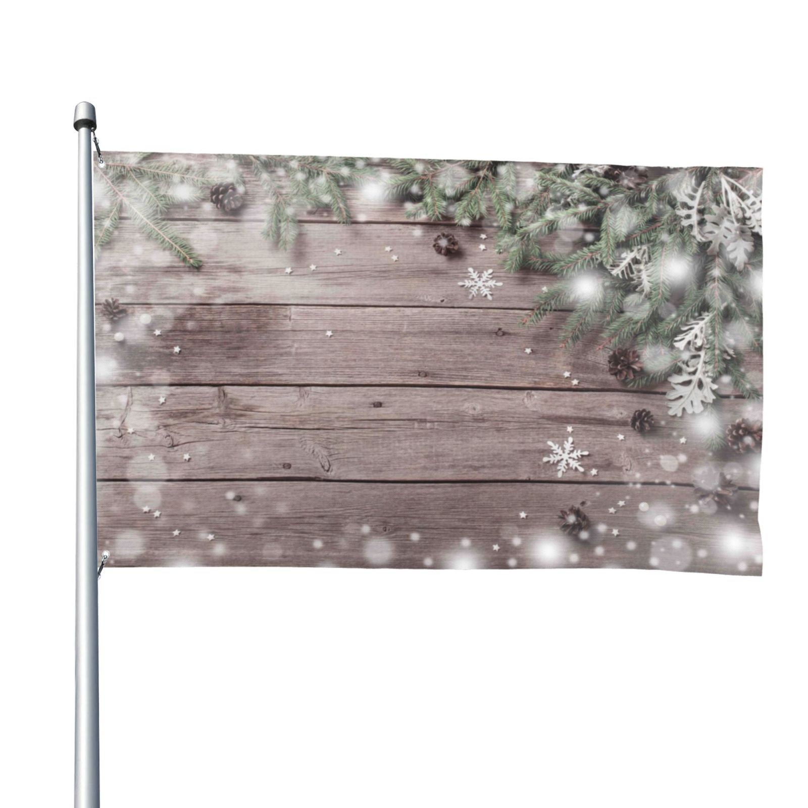 Kll Christmas Fir Tree Branch And Snowflake On Wooden Flag 4x6 Ft ...