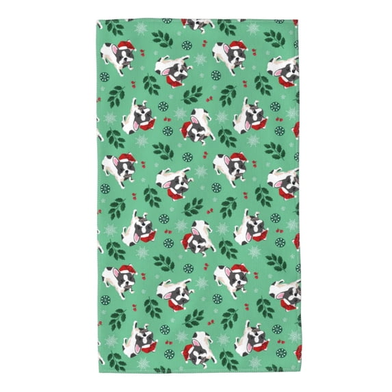 Kll Christmas French Bulldog Ultra Absorbent & Soft Hand Towels For Bath, Hand, Face, Gym And Spa-27.5x16in