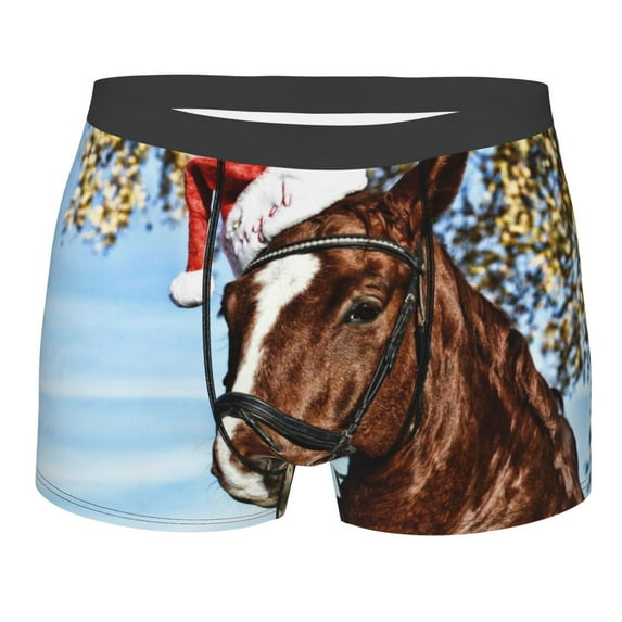 Kll Christmas Horse Men'S Cotton Boxer Briefs Underwear-Medium