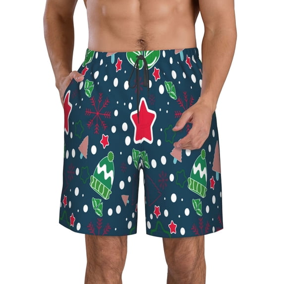 Kll Christmas Men'S Casual Summer Beach Shorts Hawaiian Shorts With Pockets-3x-Large