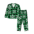 thumbnail image 1 of Kll Christmas Pattern At Buffalo Plaid Print Women'S Long Sleeve Pajamas With Pants Sleepwear Loungewear 2 Set-Large, 1 of 9