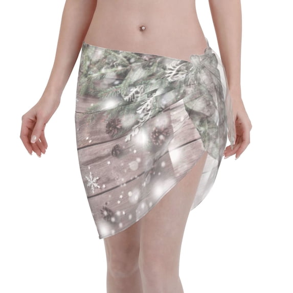 Kll Christmas Print Women'S Sarong Coverups Short Bathing Suit Wrap Skirt Beach Wrap Swimsuit Cover Ups