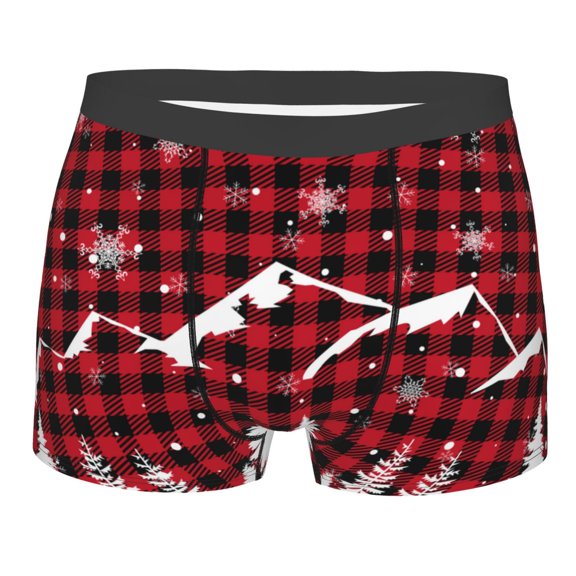 Kll Christmas Tree Buffalo Plaid Men'S Cotton Boxer Briefs Underwear-Medium