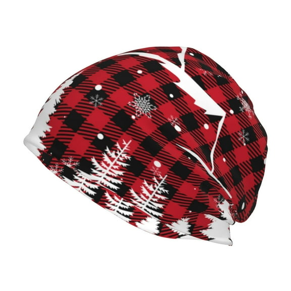 Kll Christmas Tree Buffalo Plaid Winter Fall Beanie Knit Hats For Men & Women - Warm & Soft Stylish Toboggan Caps For Cold Weather
