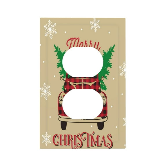 Kll Christmas Vintage Red Truck Wall Plate,Gloss Finish,Standard Size 1 - 5" X 3", Polycarbonate Thermoplastic,Electric Receptacle Plug Covers