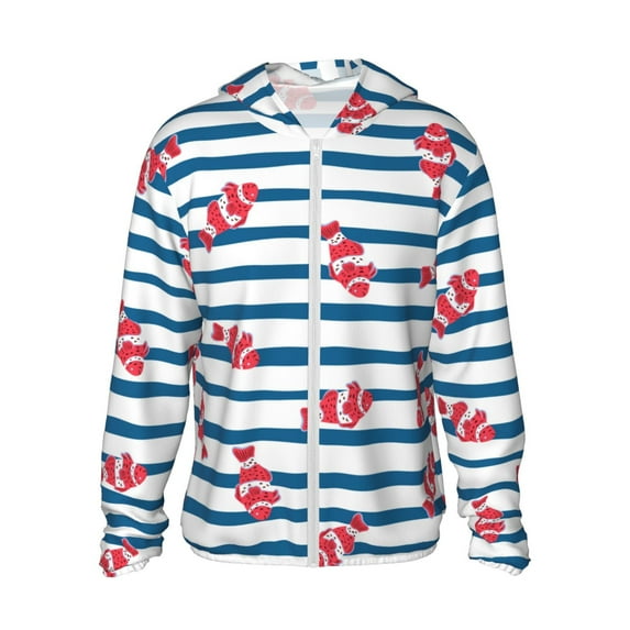Kll Clown Fish Print Men'S Women’s Upf 50+ Sun Protection Outdoor Hoodie Jacket Long Sleeve Fishing Hiking Performance Shirt- 3x-Large