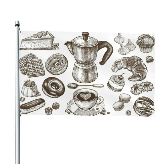 Kll Coffee And Desserts In Style Of Vintage Flag 4x6 Ft Parade Party Flag Outdoor Flag Decorative Flag Banner Flags Garden Flag Home House Flags