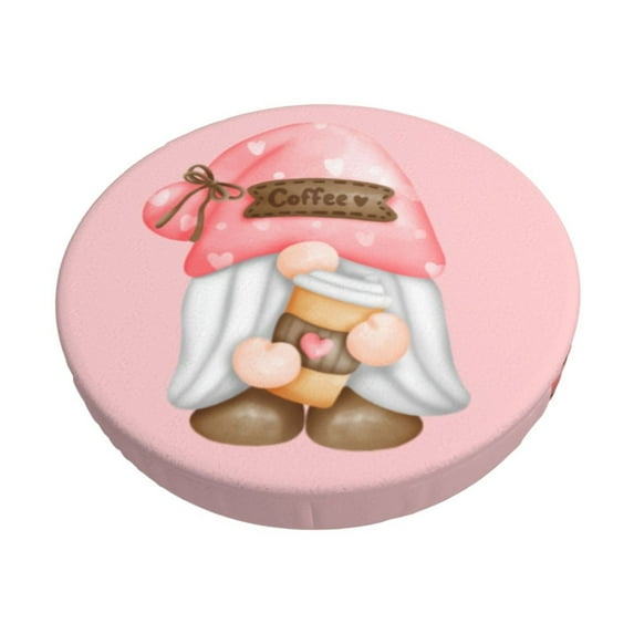 Kll Coffee Gnome,Cute Gnome Round Bar Chair Cushion Cover 13 Inch,Bar Stool Protector With Elastic, Soft Washable