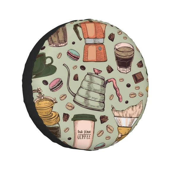 Kll Coffee Makers Macaroons Chocolate Tire Cover,Universal Wheel Tire Cover For Trailer, Rv, Suv, Truck,Camper And Many Vehicle,(17 Inch)