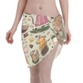 thumbnail image 1 of Kll Coffee Print Women'S Sarong Coverups Short Bathing Suit Wrap Skirt Beach Wrap Swimsuit Cover Ups, 1 of 1