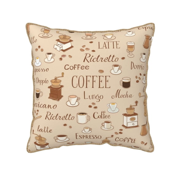 Kll Coffee Time Decorative Throw Pillow Covers Velvet Soft For Couch Sofa Bedroom Living Room Outdoor -16"X16"